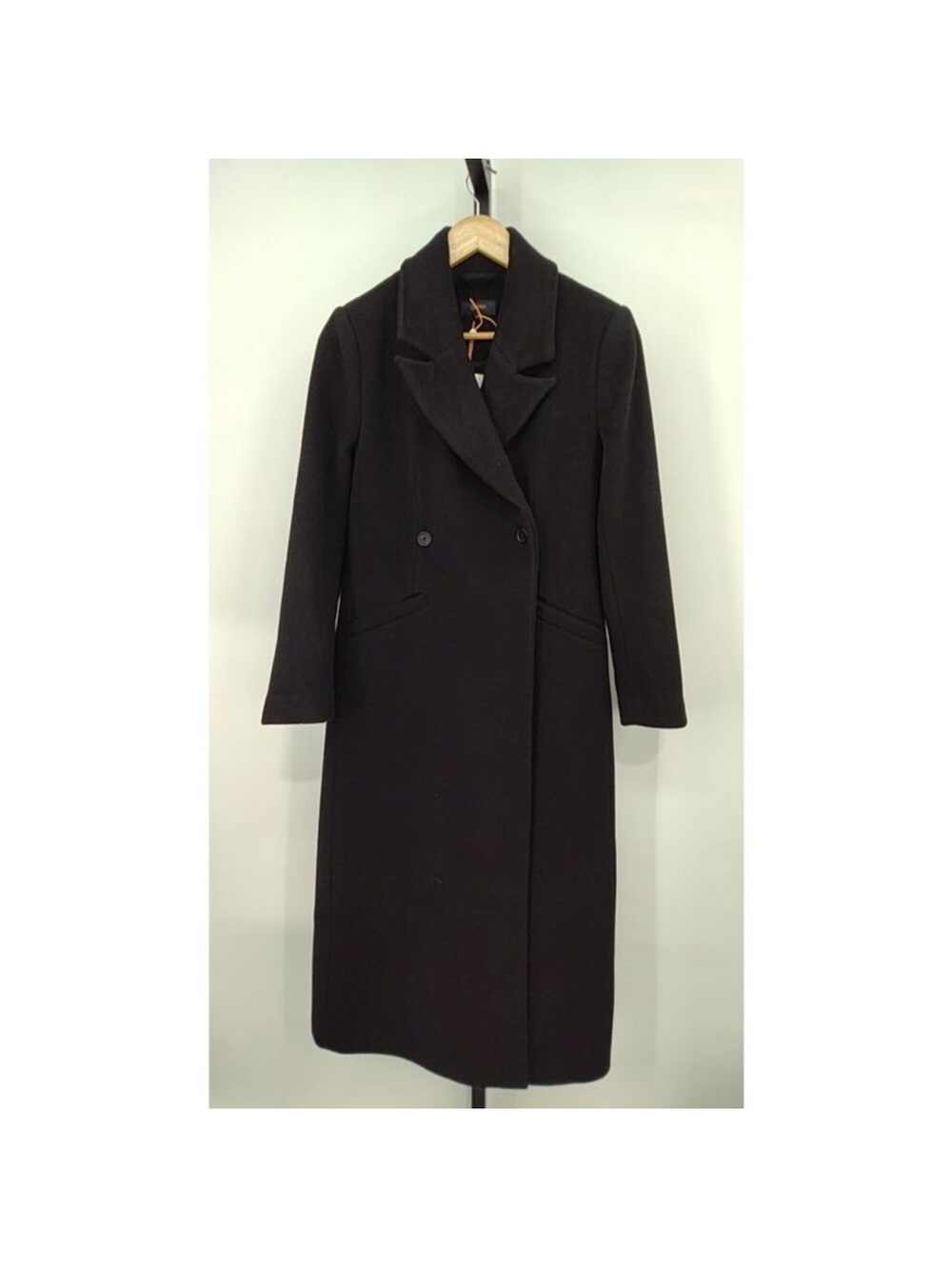 Quince Women's Long Black Wool Coat